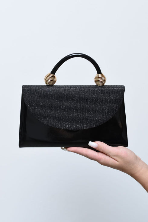 Grace black, elegantna crna torbica sa šljokicama