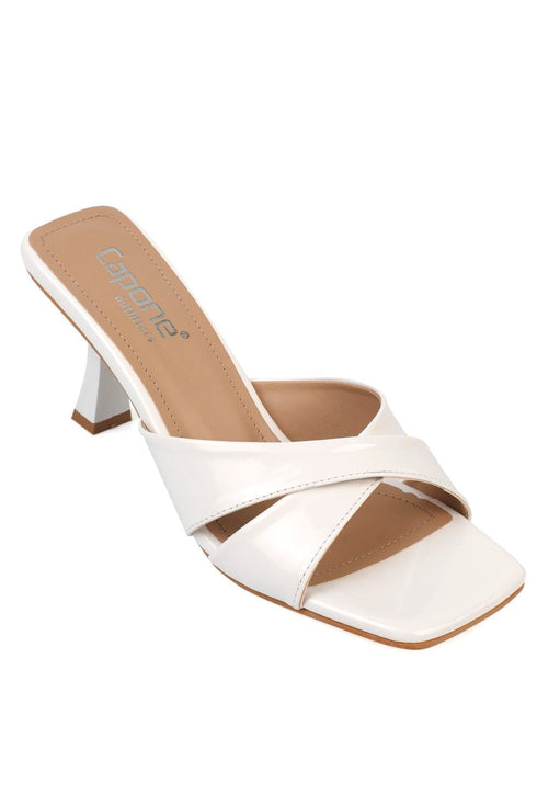 Yara white, bele zenske sandale sa ukrstenim remenom, potpetica 8cm