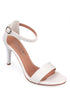 Selena phyton white, bele zenske sandale sa kaisem oko clanka, potpetica 9cm