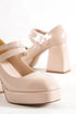 Boom beige, bež lakovane cipele sa platformom, ženske lakovane cipele 9.5 cm