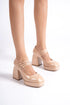 Tanya beige, bež lakovane cipele sa platformom, ženske lakovane cipele 9.5 cm