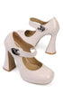 Dahlia beige, bež lakovane cipele sa visokom platformom, ženske lakovane cipele 11.5 cm