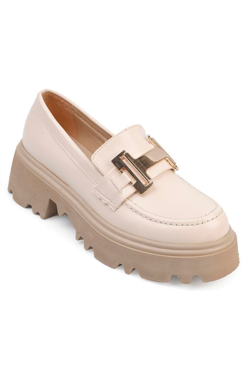 Esme beige, bez zenske mokasine, potpetica 6cm