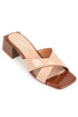 Taya brown & beige, bez zenske sandale sa ukrstenim remenom, potpetica 4.5cm