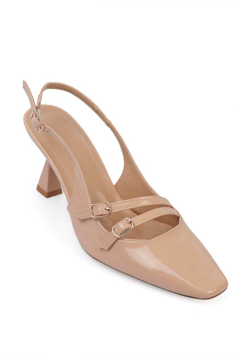 Hailey patent beige, lakovane bez zenske cipele sa srednjom stiklom, stikla 8cm