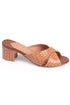 Mina light brown, svetlo braon zenske sandale sa ukrstenim remenom, potpetica 5.5cm