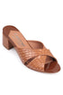 Mina light brown, svetlo braon zenske sandale sa ukrstenim remenom, potpetica 5.5cm