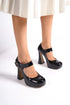 Dahlia black, crne lakovane cipele sa visokom platformom, ženske lakovane cipele 11.5 cm