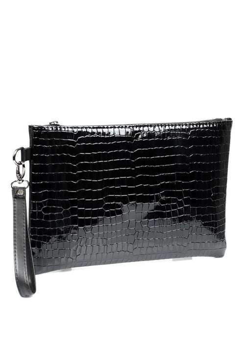 Paris black croco, crna zenska pismo torbica