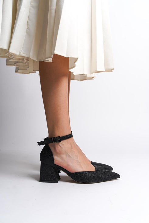 Noor black, crne ženske cipele sa srednjom štiklom, štikle 6 cm