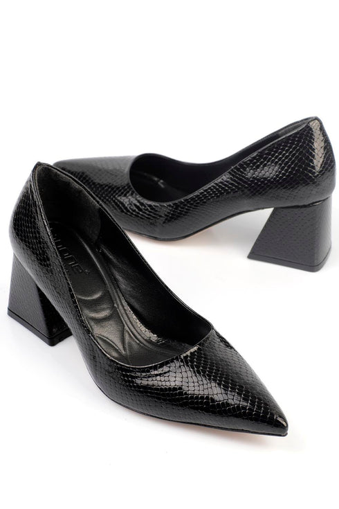 Ella glam black, crne ženske cipele sa srednjom potpeticom, štikle 6 cm