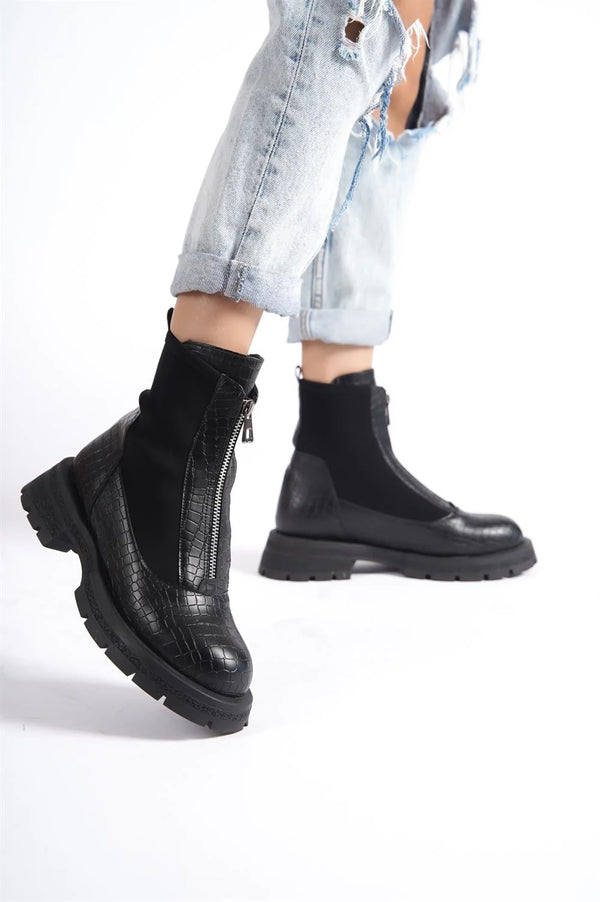 Zipper boots, crne čizme sa rajsferšlusom, ženske čizme