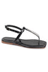 Ila black, crne zenske ravne sandale, potpetica 2cm