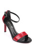 Selena phyton red, crno-crvene zenske sandale sa kaisem oko clanka, potpetica 9cm