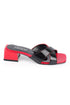 Taya black & red, crne zenske sandale sa ukrstenim remenom, potpetica 4.5cm