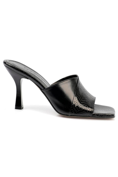 Macy black, crne zenske sandale sa srednjom stiklom, potpetica 9cm