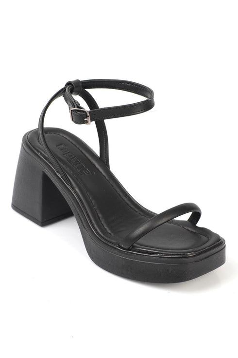 Kori black, crne zenske sandale sa uskom trakom, potpetica 8.5cm