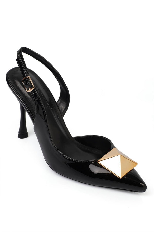 Daisy patent black, lakovane crne zenske cipele sa visokom stiklom, salonke 10cm
