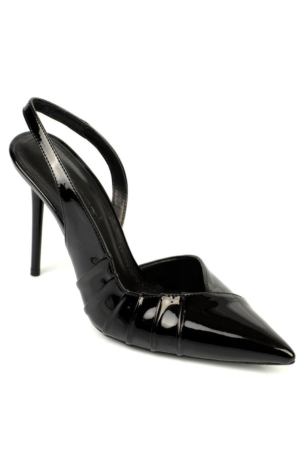 Khloe patent black, lakovane crne zenske cipele sa visokom stiklom, salonke 10cm