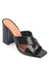 Abby croco black, crne zenske sandale sa ukrstenim remenom, potpetica 10cm