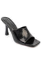 Macy black, crne zenske sandale sa srednjom stiklom, potpetica 9cm