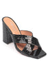 Abby croco black, crne zenske sandale sa ukrstenim remenom, potpetica 10cm