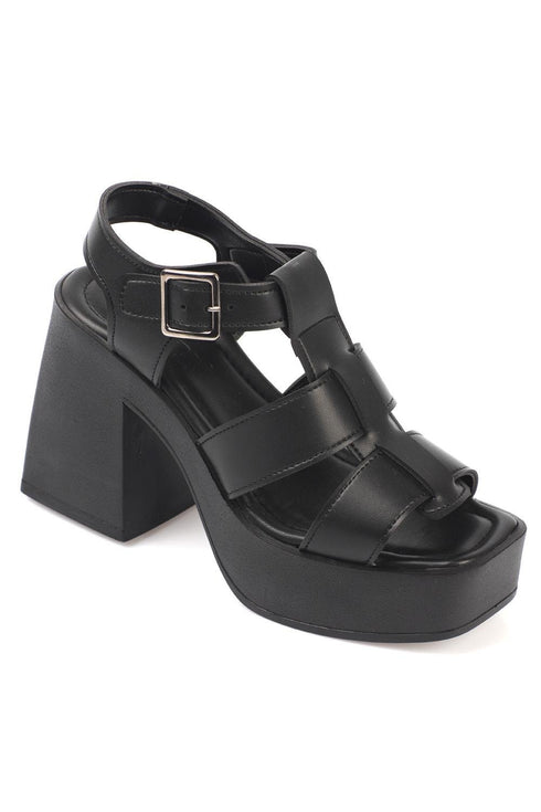 Gladiator black, crne galdiator sandale sa platformom, potpetica 10.5 cm