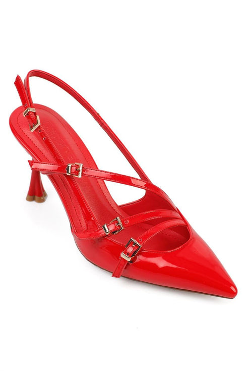 Quinn patent red, lakovane crvene zenske cipele sa srednjom stiklom, stikle 8,5 cm