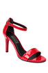 Selena shine red, crvene zenske sandale sa kaisem oko clanka, potpetica 9cm