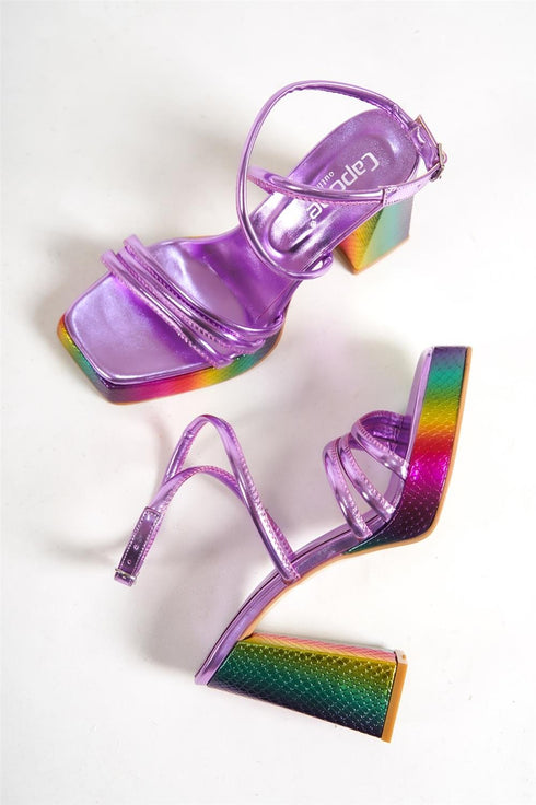 Ankle multicolored, šarene ženske sandale sa platofmom, potpetica 11 cm