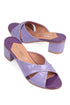 Mina crocodile purple, ljubicaste zenske sandale sa ukrstenim remenom, potpetica 5.5cm