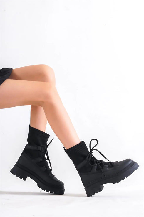 Socks boots black, crne čizme, ženske čizme