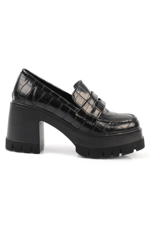 Myla black, crne zenske mokasine sa visokom stiklom, potpetica 9cm
