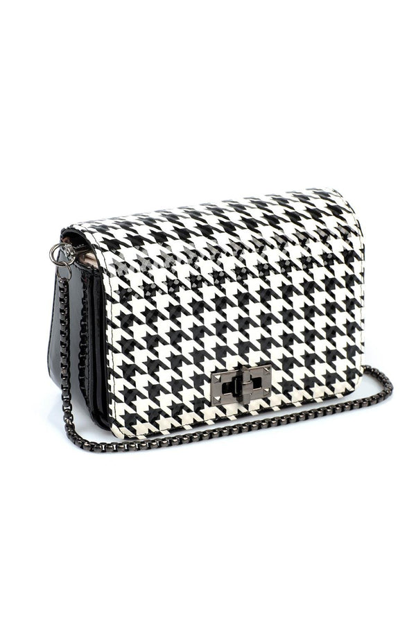 Manhattan houndstooth, pepito zenska torbica, pepito lakovana tasna