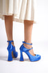 Cora blue, plave satenske cipele sa visokom platformom, ženske satenske cipele 11.5 cm