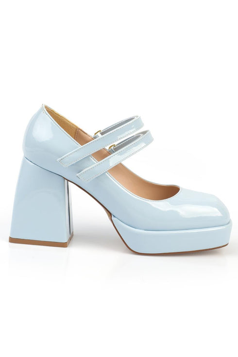 Boom baby blue, plave lakovane cipele sa platformom, ženske lakovane cipele 9.5 cm