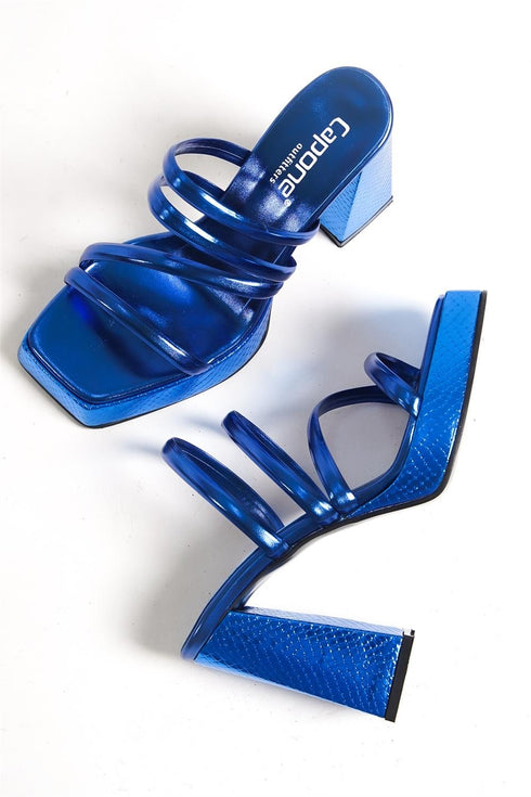 Zoe blue, plave sandale sa platformom, potpetica 10 cm