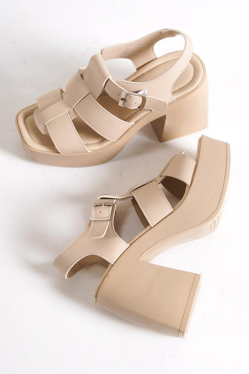 Gladiator beige, bež galdiator sandale sa platformom, potpetica 10.5 cm