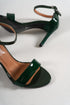 Selena crocodile green, zelene zenske sandale sa srednjom stiklom, potpetica 9cm