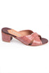 Mina crocodile rose, roze zenske sandale sa ukrstenim remenom, potpetica 5.5cm