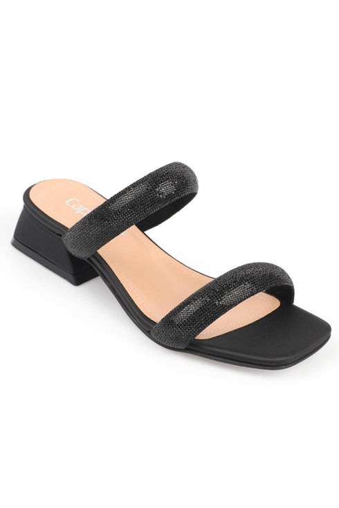 Jada black, crna zenska sandala, potpetica 4cm