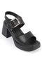 Aila black, crne zenske sandale sa kaisem oko clanka, potpetica 8.5cm