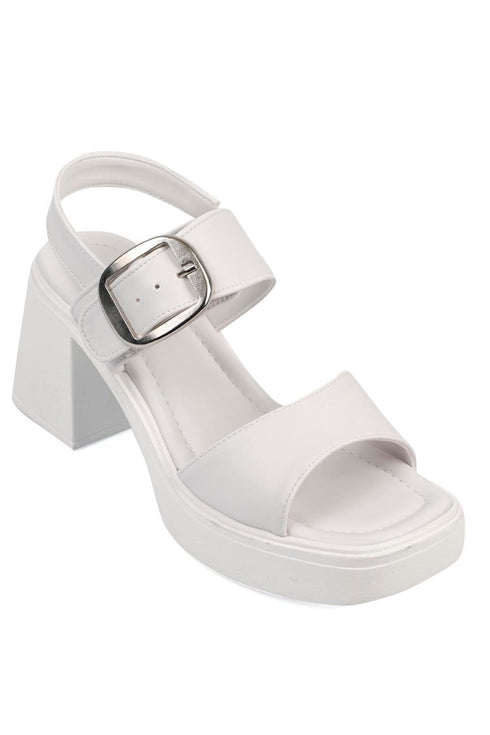 Aila white, bele zenske sandale sa kaisem oko clanka, potpetica 8.5