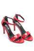 Selena shine red, crvene zenske sandale sa kaisem oko clanka, potpetica 9cm