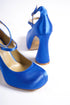 Cora blue, plave satenske cipele sa visokom platformom, ženske satenske cipele 11.5 cm