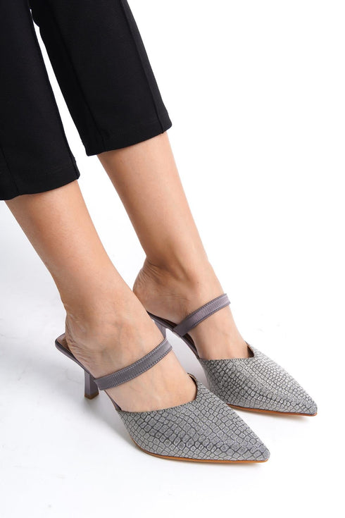 Lara croco grey, sive zenske sandale sa srednjom stiklom, potpetica 7cm