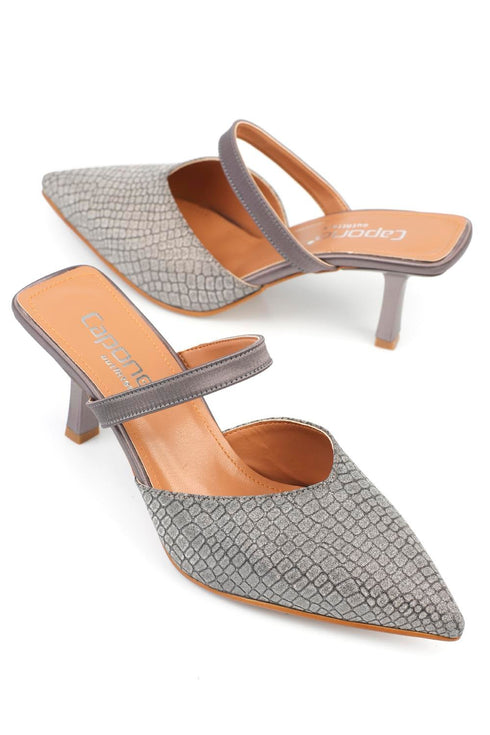 Lara croco grey, sive zenske sandale sa srednjom stiklom, potpetica 7cm