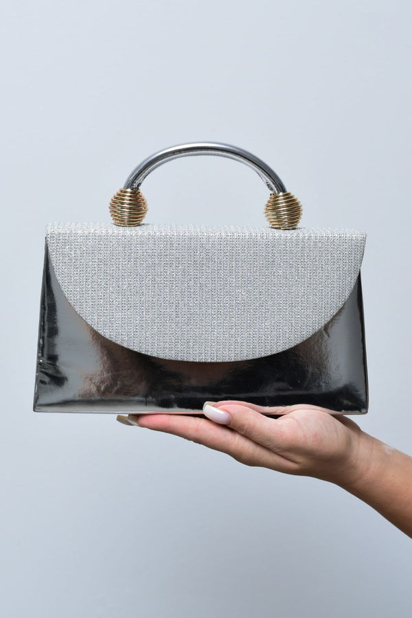 Grace silver, elegantna srebrna torbica sa šljokicama