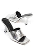 Macy silver, srebrne zenske sandale sa srednjom stiklom, potpetica 9cm