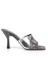 Macy snake silver, srebrne zenske sandale sa srednjom stiklom, potpetica 9cm